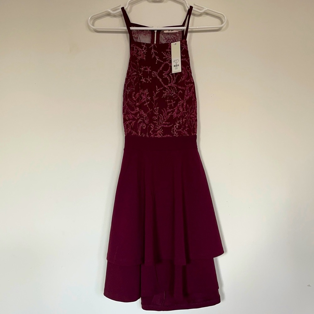 Plum open back mini dress